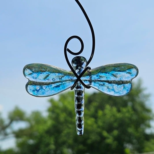 Handmade Fused Glass Dragonfly Suncatcher