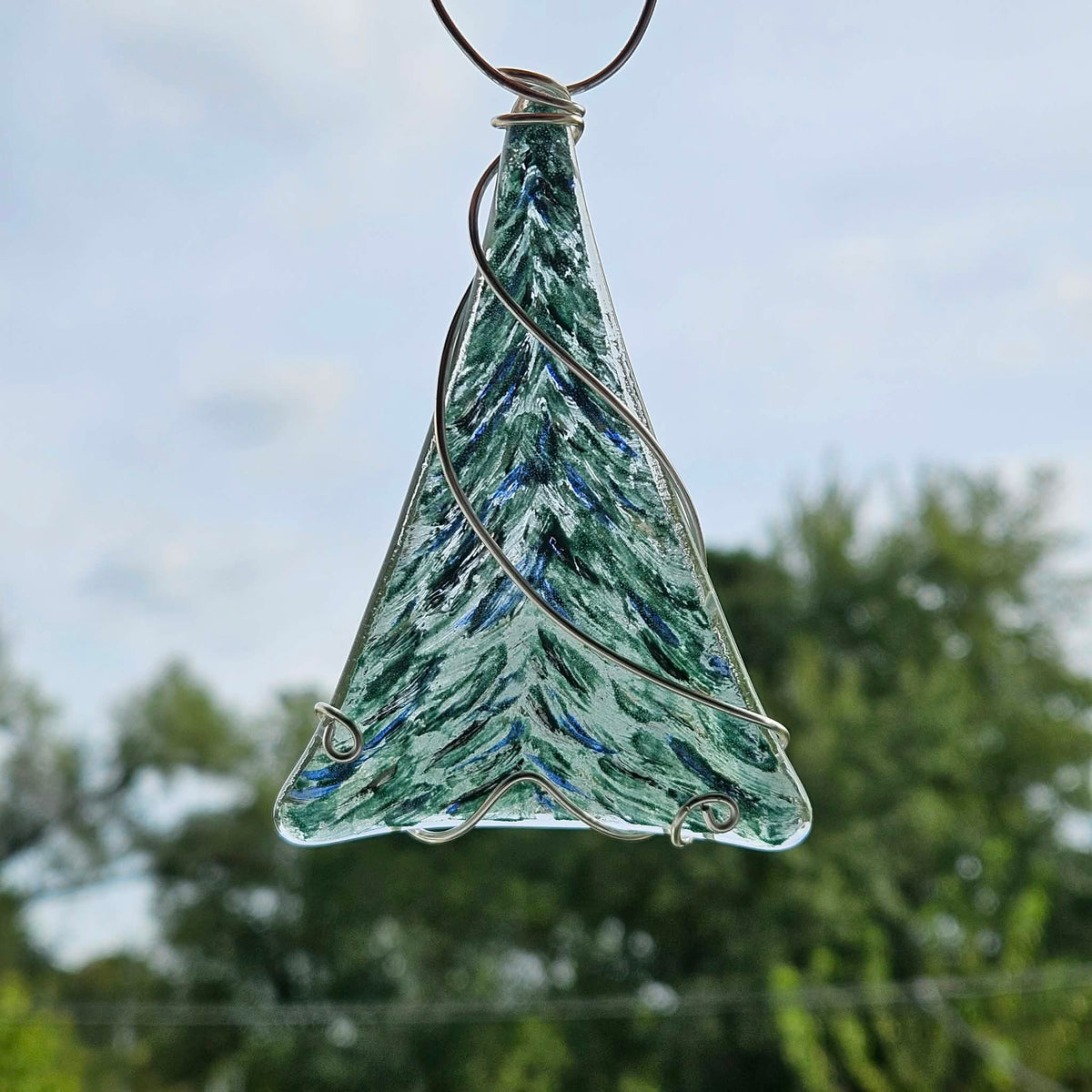 Fused Glass Christmas Tree Ornament Suncatcher
