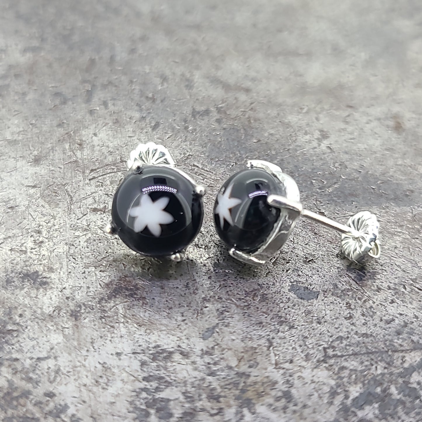 Black Star Fused Glass Earrings