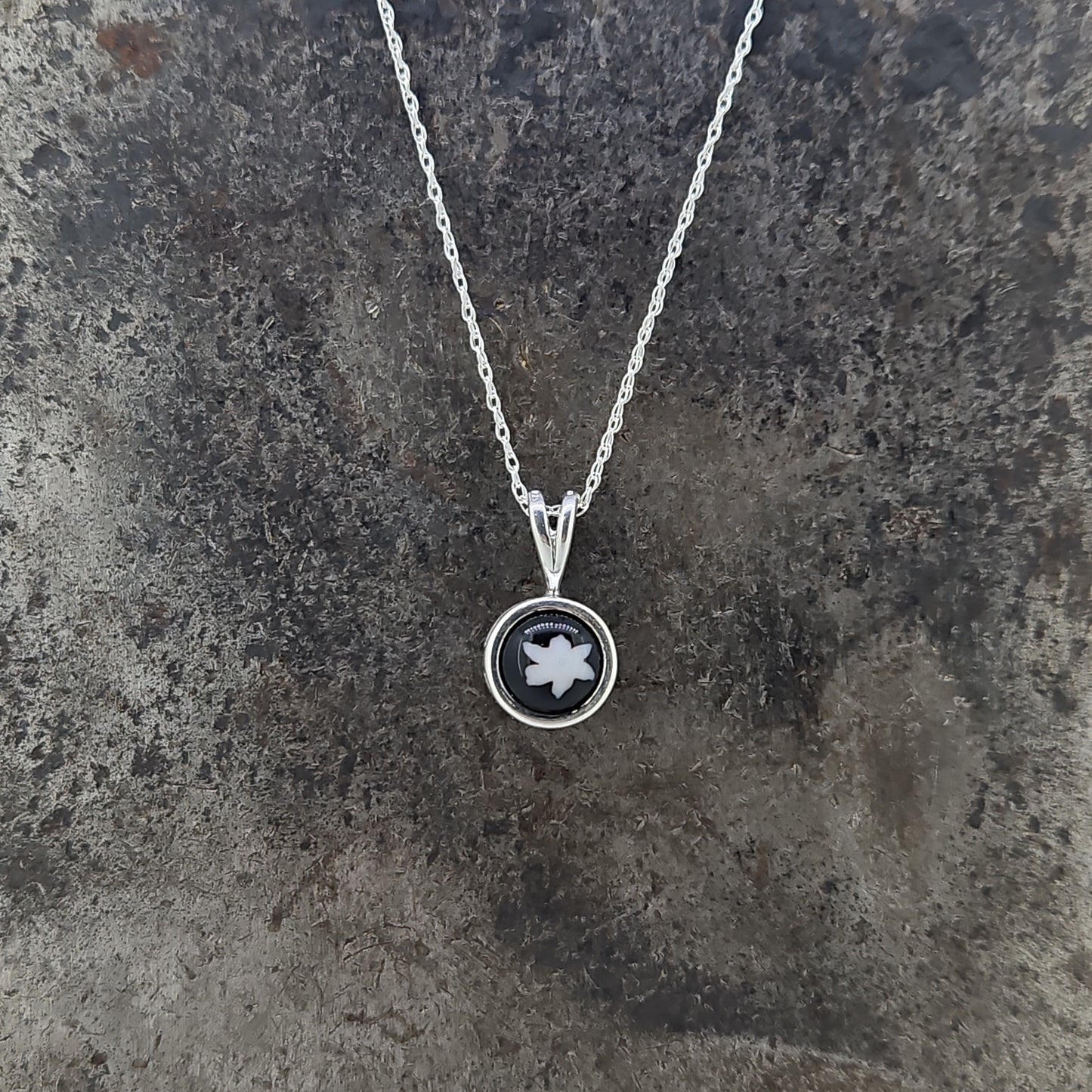 Black and White Fused Glass Necklace