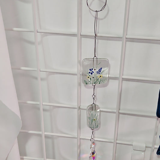 Fused Glass Grape Hyacinth Design Suncatcher