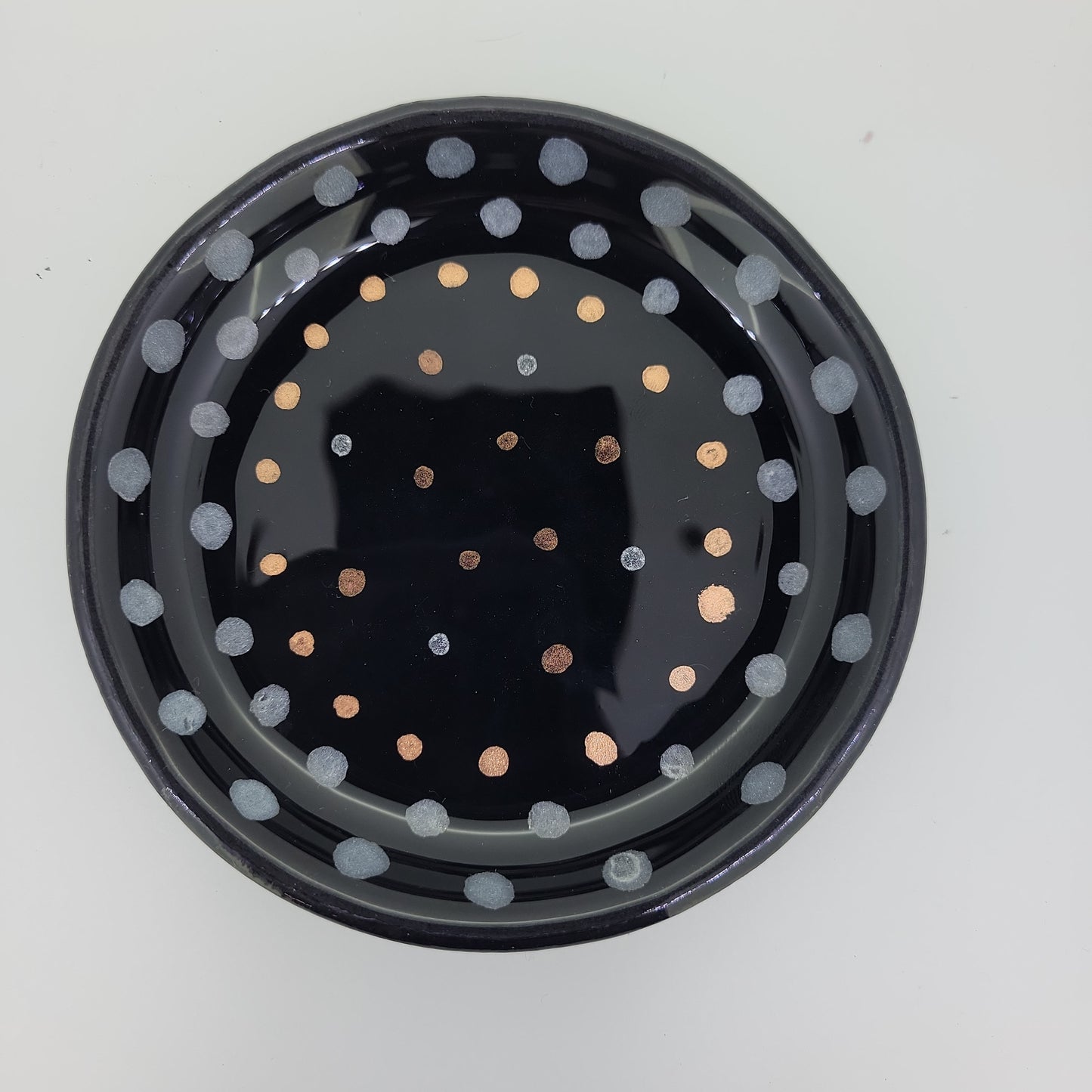 Hand Painted Flat Black Fused Glass Dish