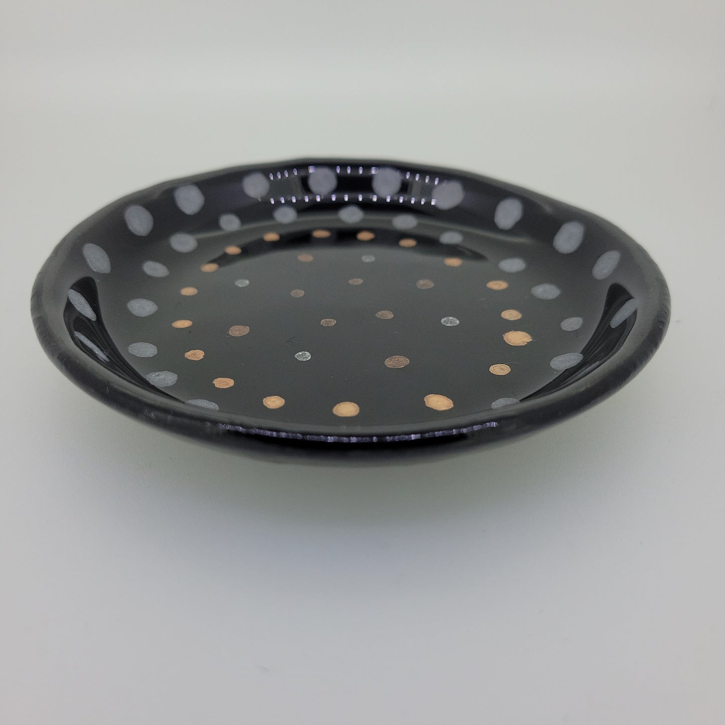Hand Painted Flat Black Fused Glass Dish