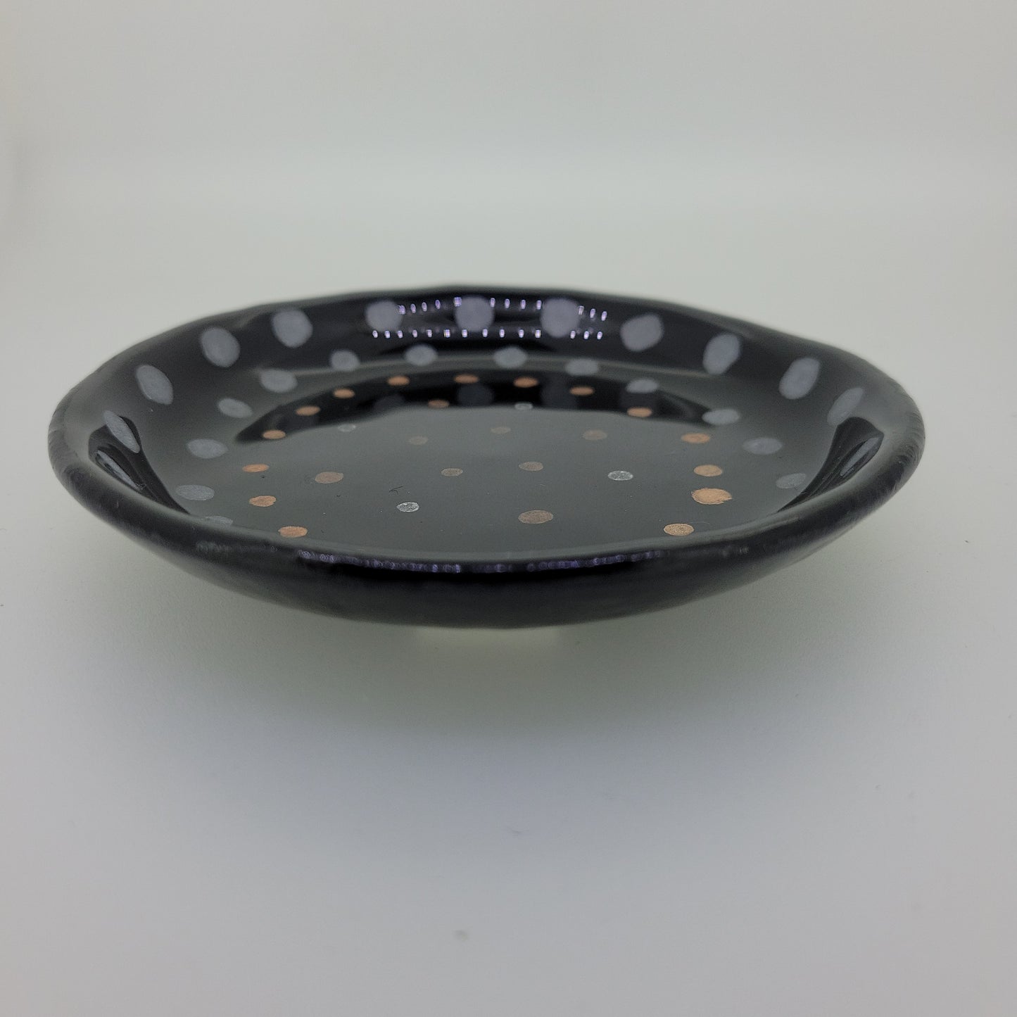 Hand Painted Flat Black Fused Glass Dish