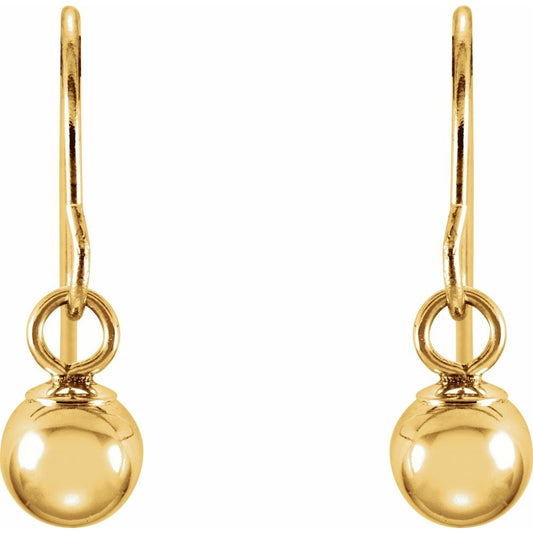 14k 4mm Ball Dangle Earrings