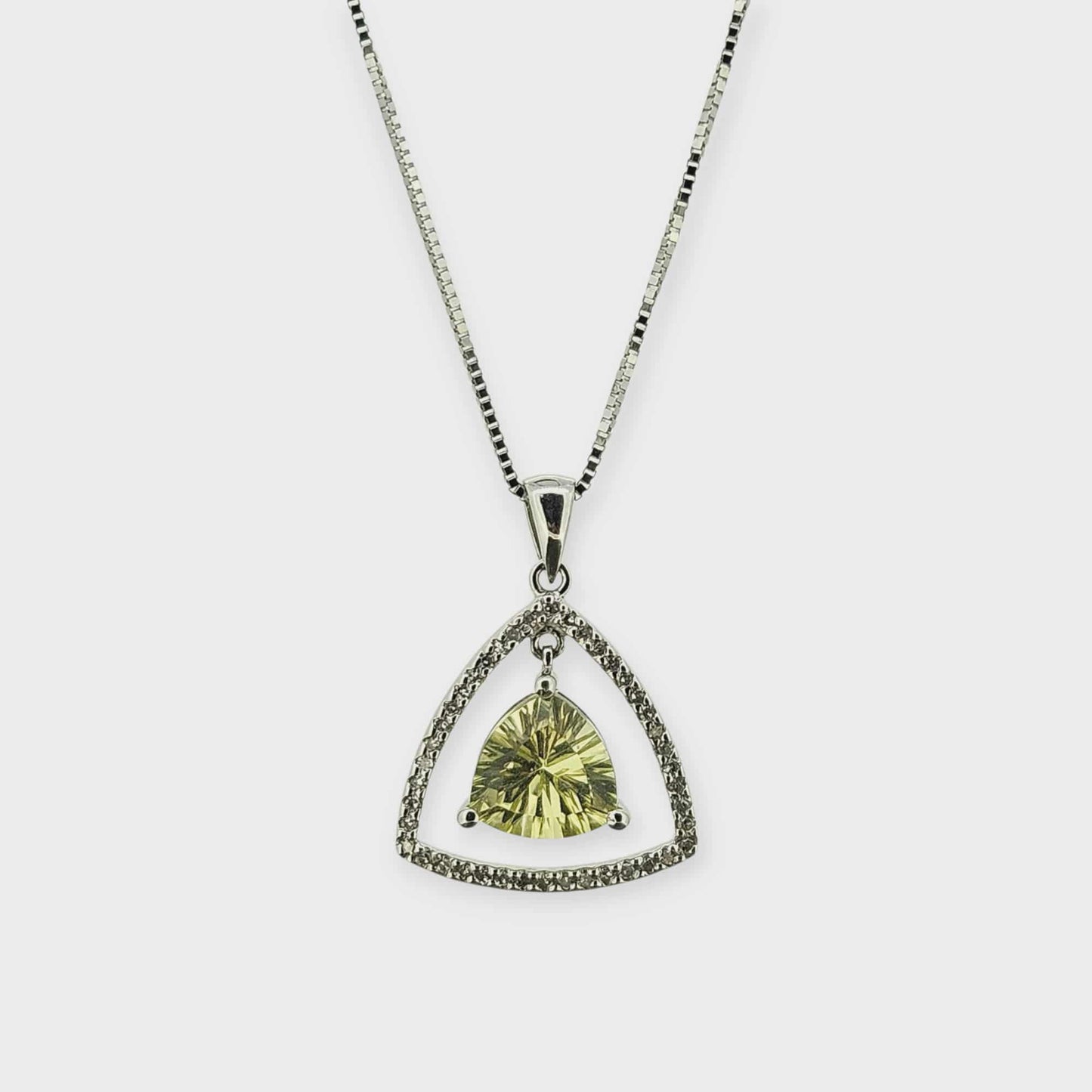 14k Trillion Lemon Quartz and Diamond Pendant