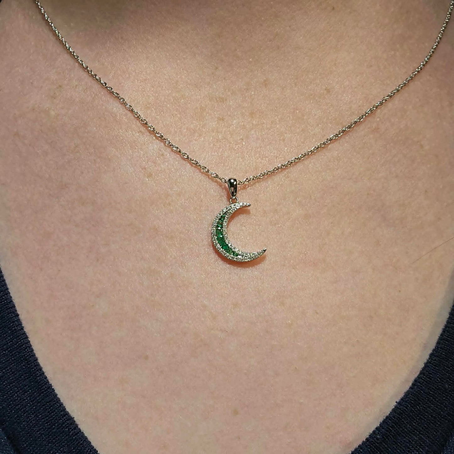 Emerald Cresent Moon Pendant "Pendant Only"