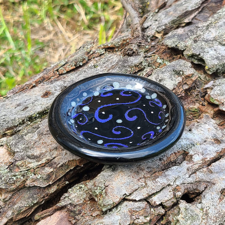 Hand Painted Purple Swirl Fused Glass Dish
