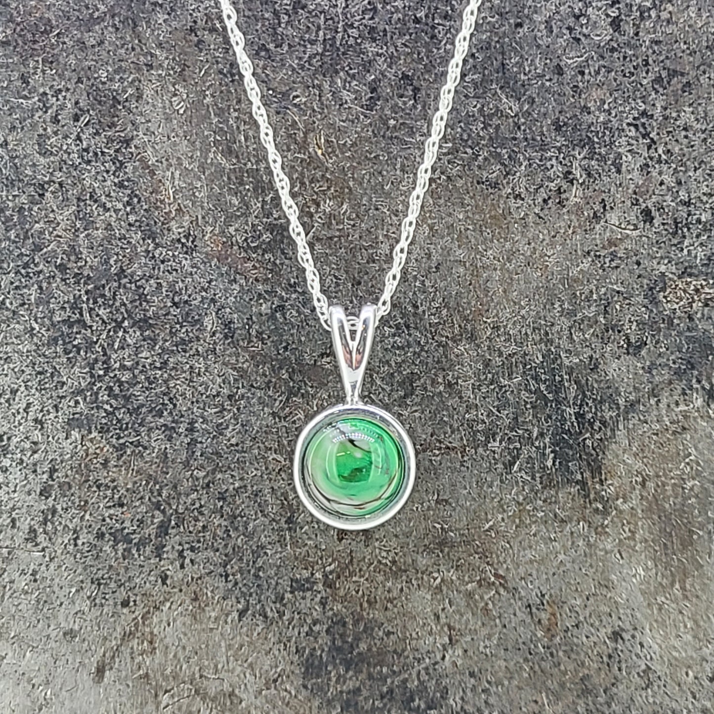 Handmade Green Fused Glass Marble Pendant