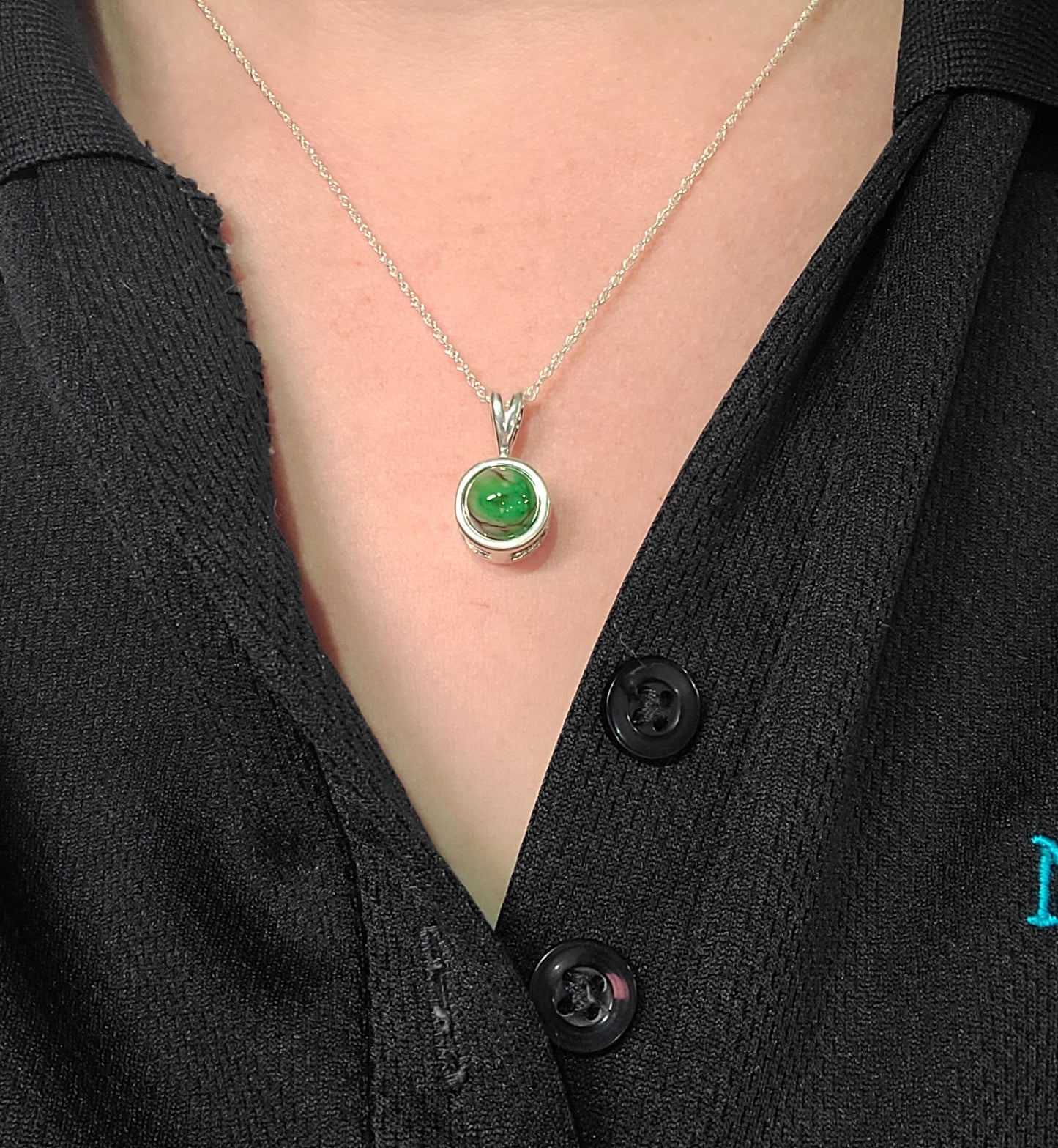 Handmade Green Fused Glass Marble Pendant