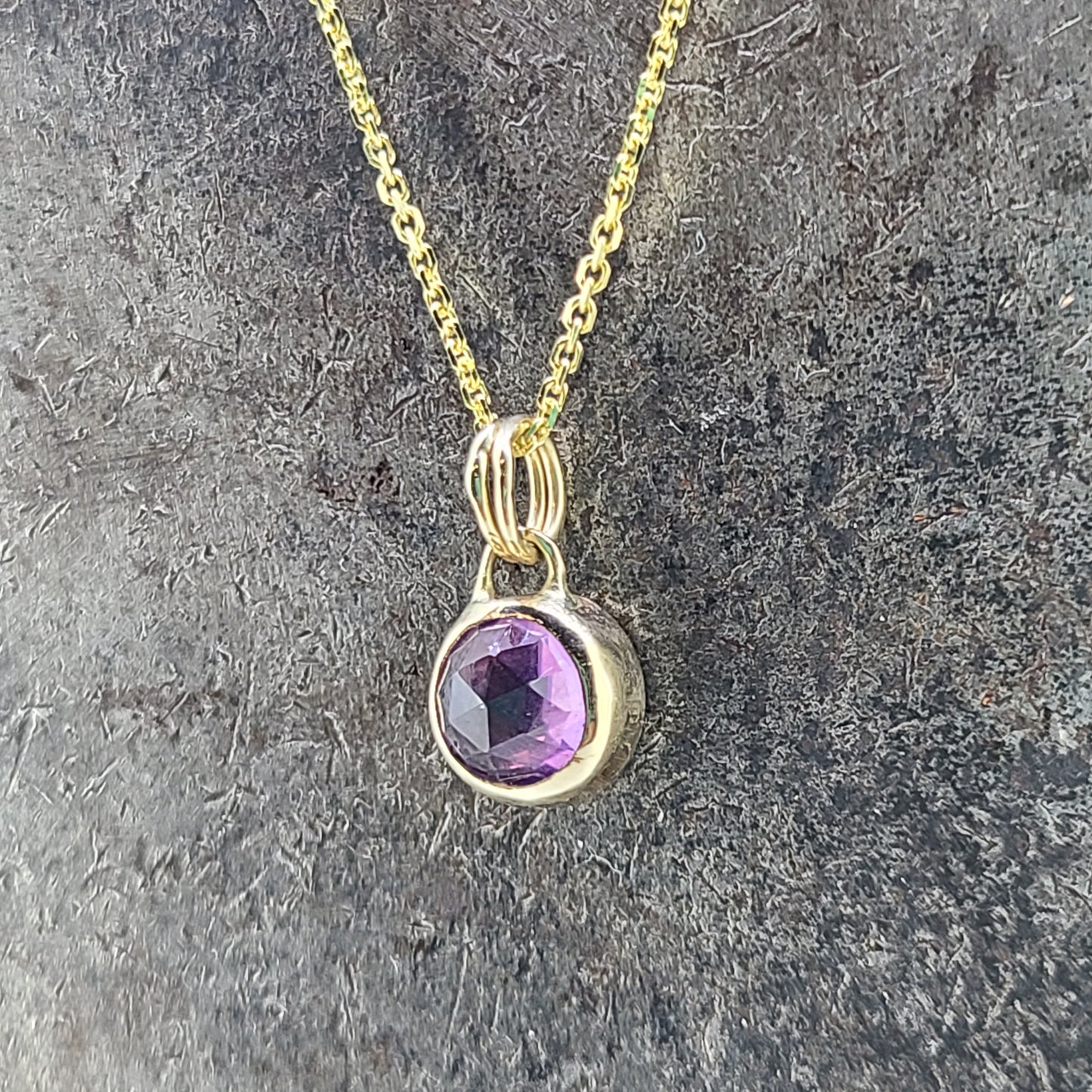 Handmade Rose Cut Amethyst Necklace