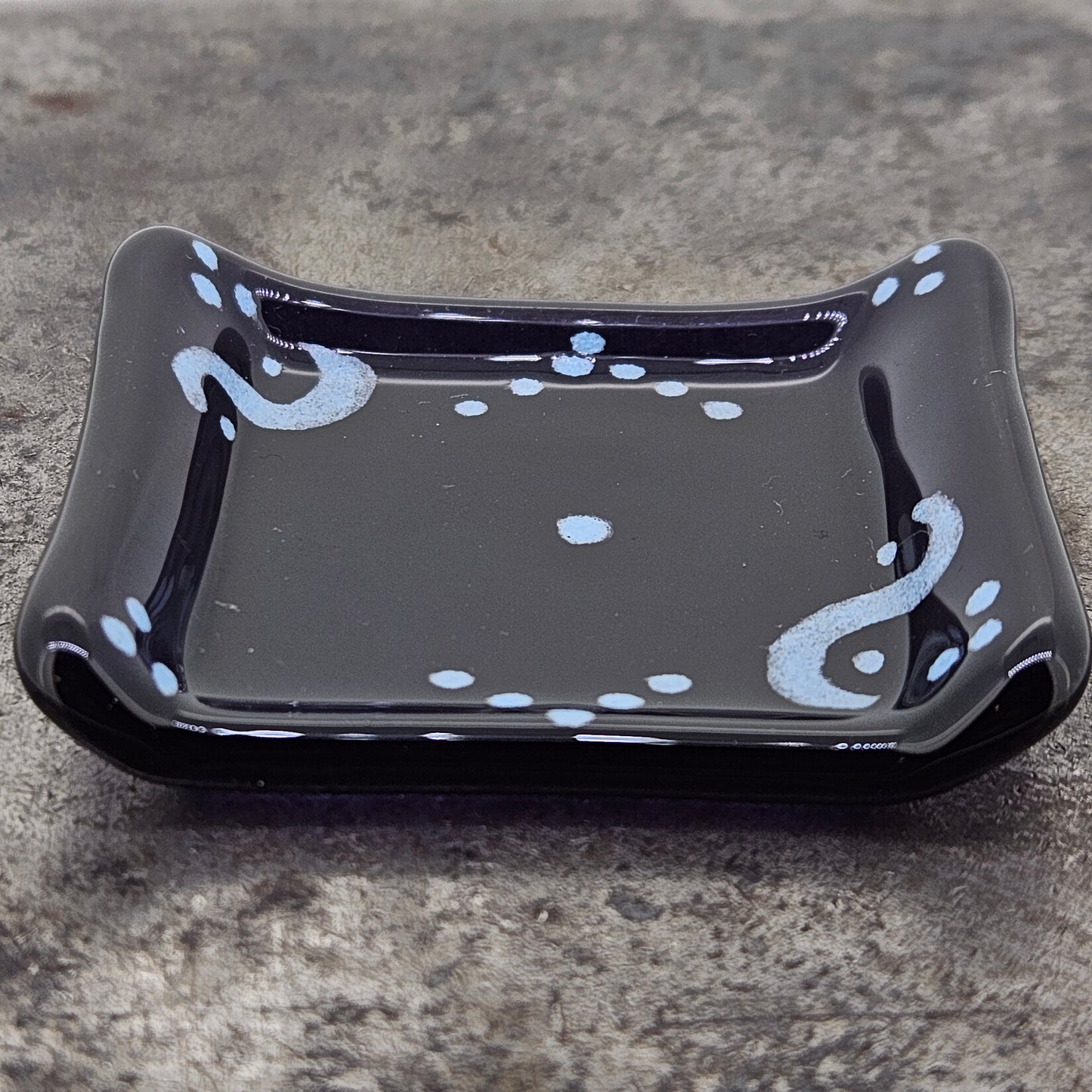 Purple Fused Glass with Hand Painted Design