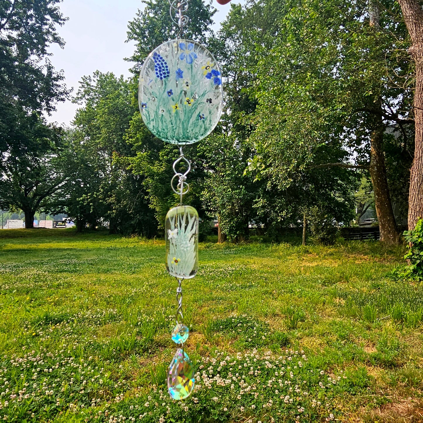 Floral Fused Glass Suncatcher