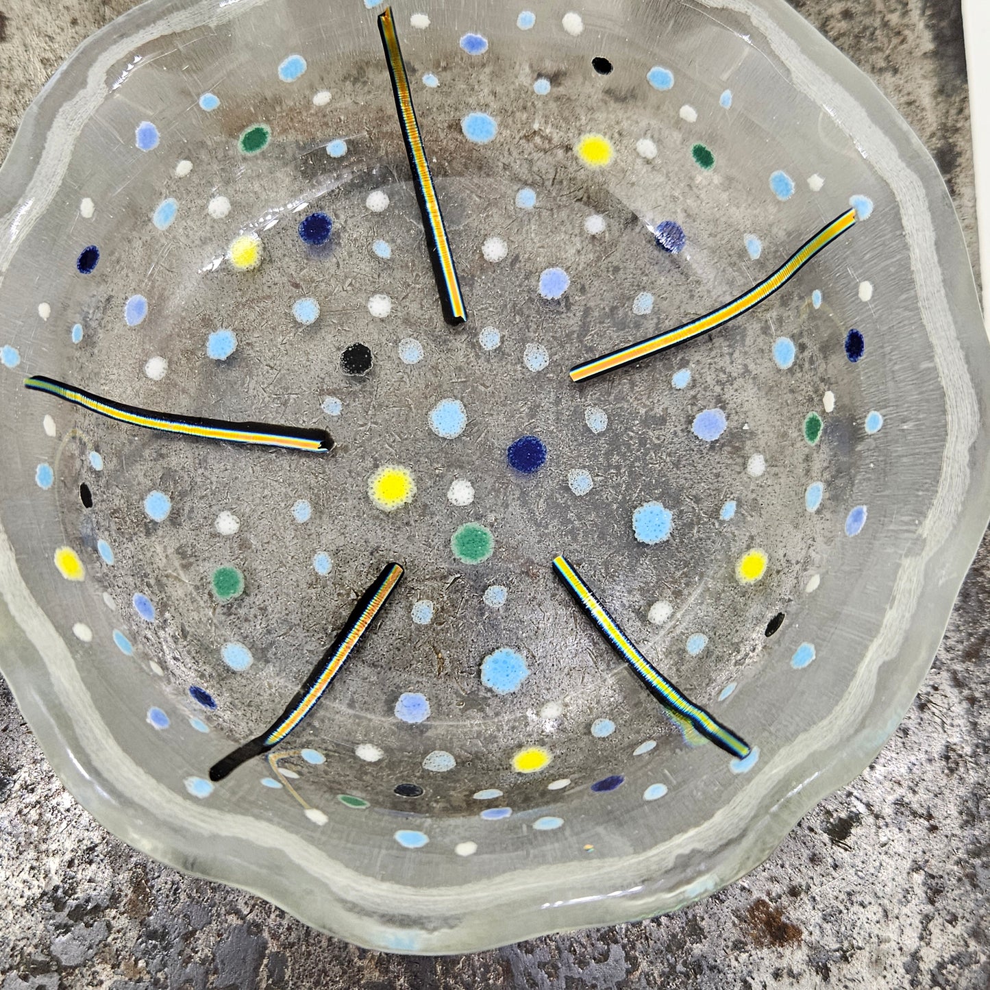 Hand Painted Polka Dot Fused Glass Dish