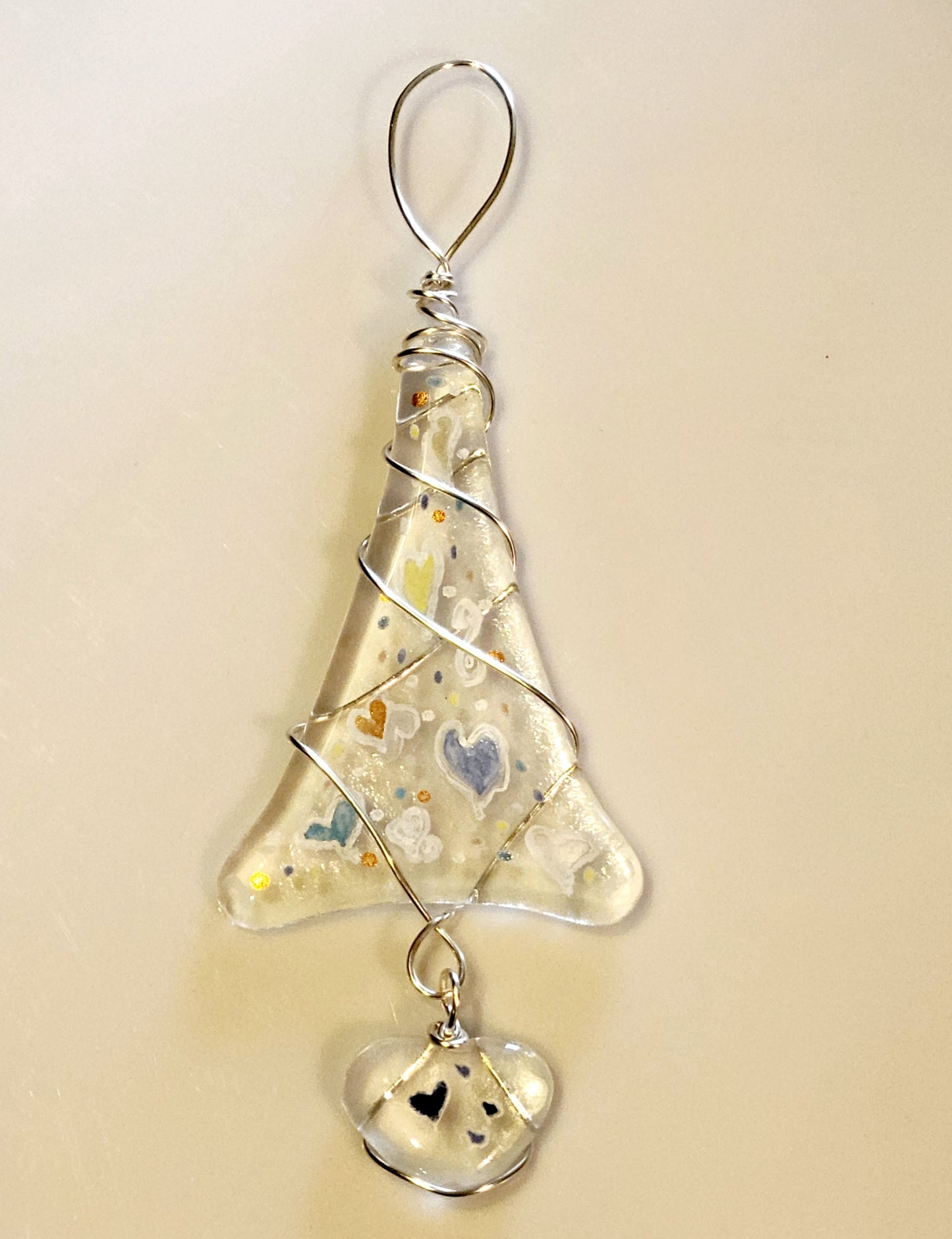 Handmade Hand Painted Fused Glass Suncatcher