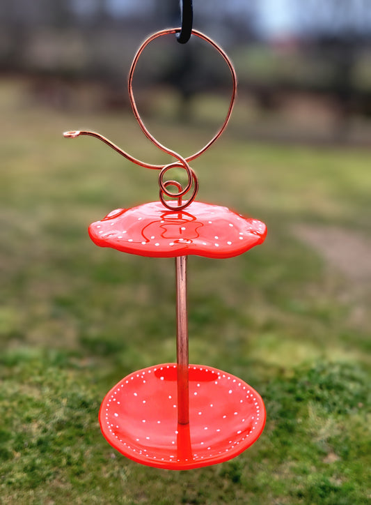 Hand Painted Fused Glass Bird Feeder
