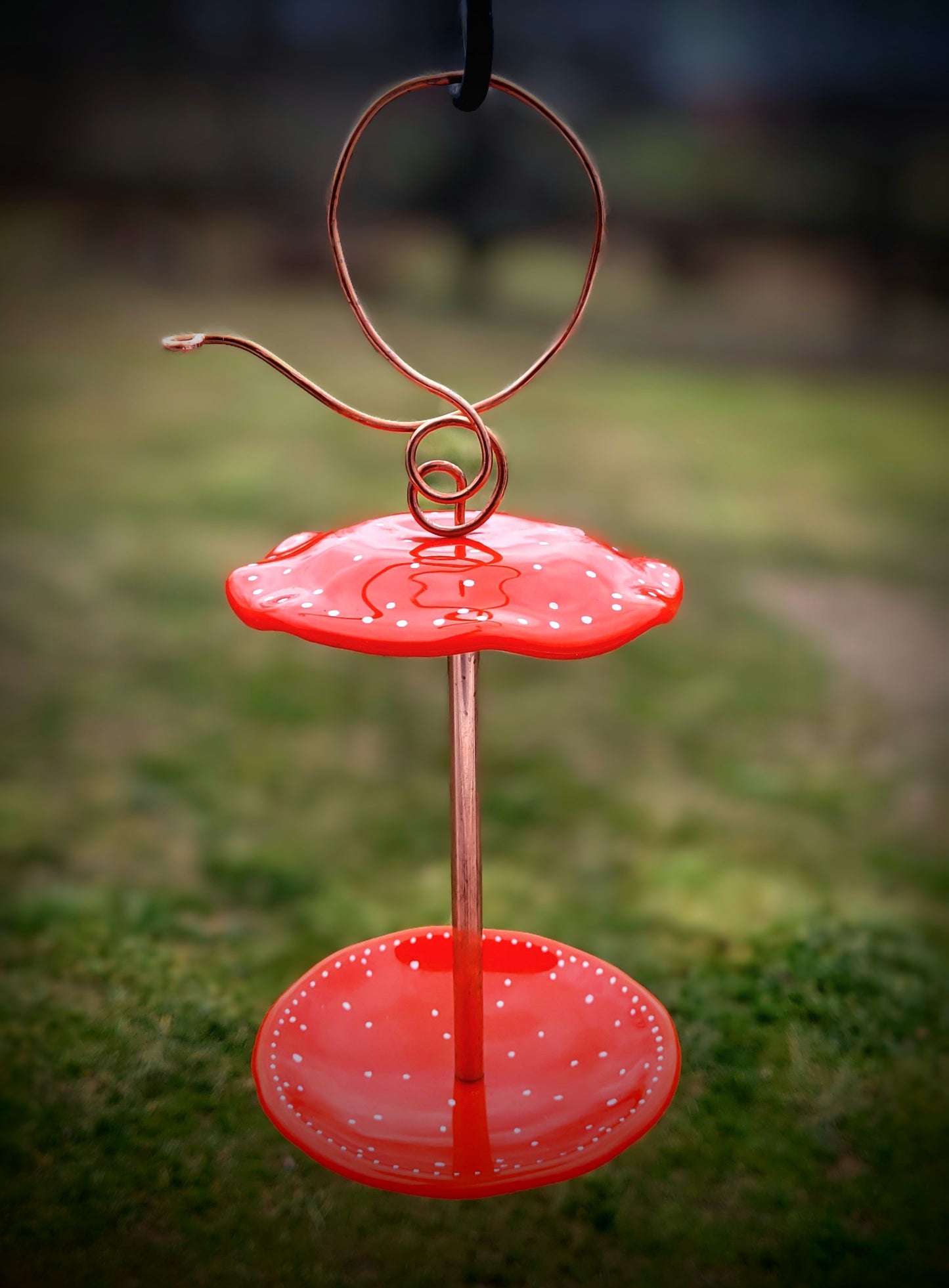 Hand Painted Fused Glass Bird Feeder