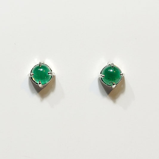 Green Fused Glass Stud Earrings