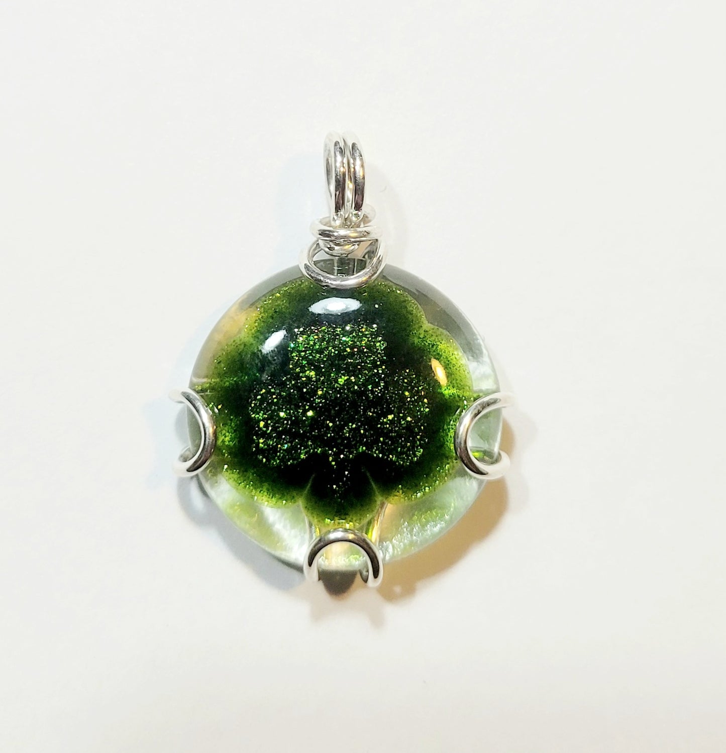 Green Shamrock Fused Glass Necklace