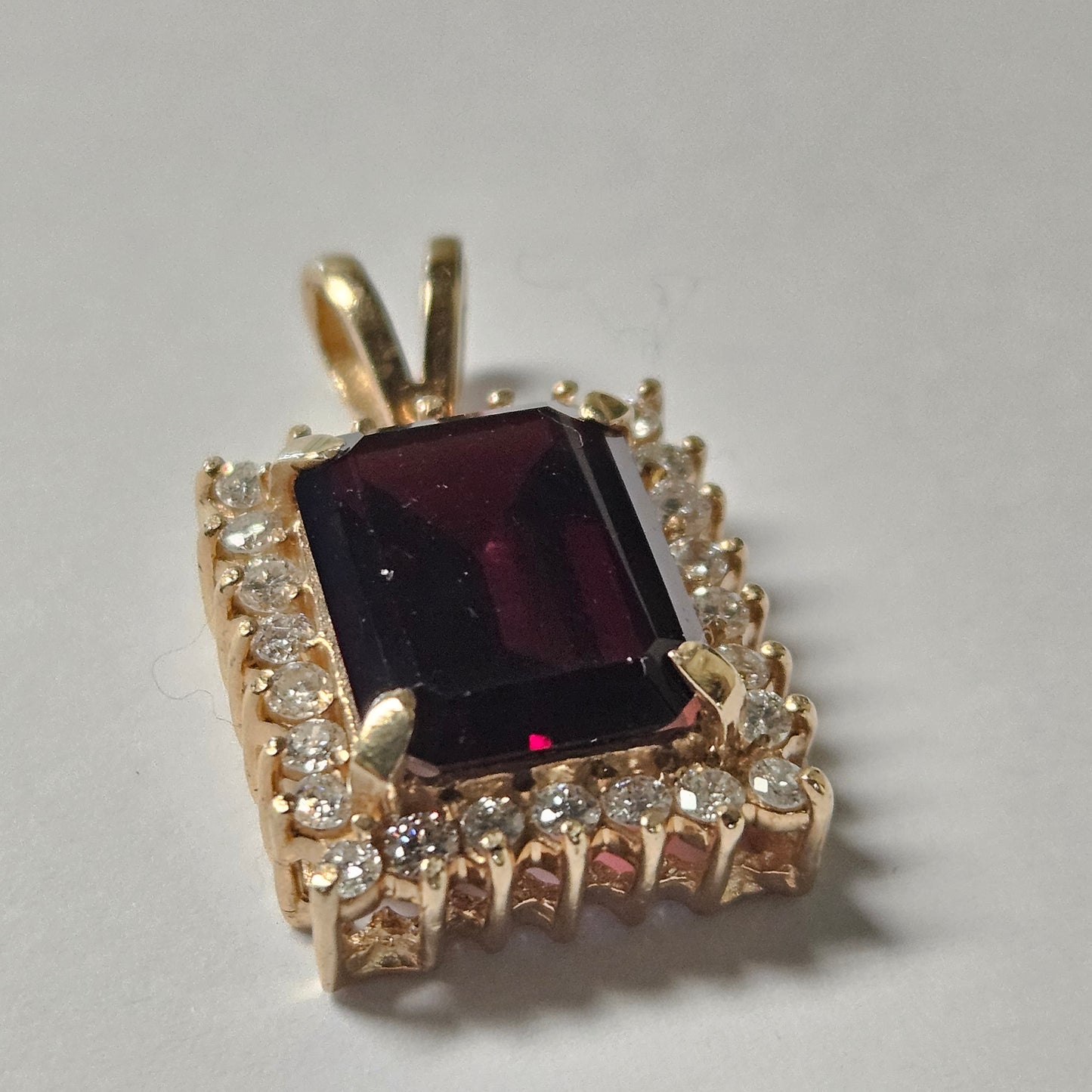 Garnet and Diamond Halo Pendant