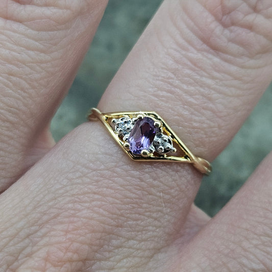 10k Amethyst and Diamond Ring