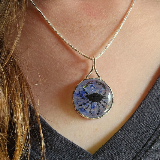 Fused Glass Bezel Set Crab Necklace