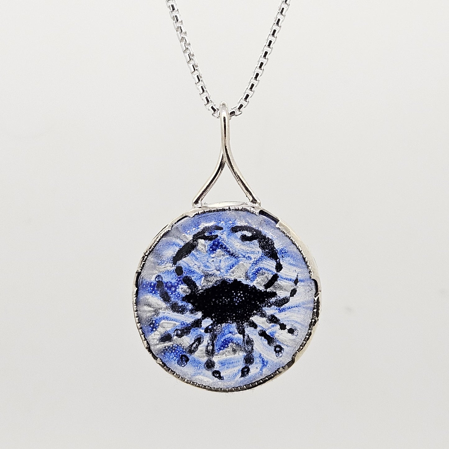 Fused Glass Bezel Set Crab Necklace