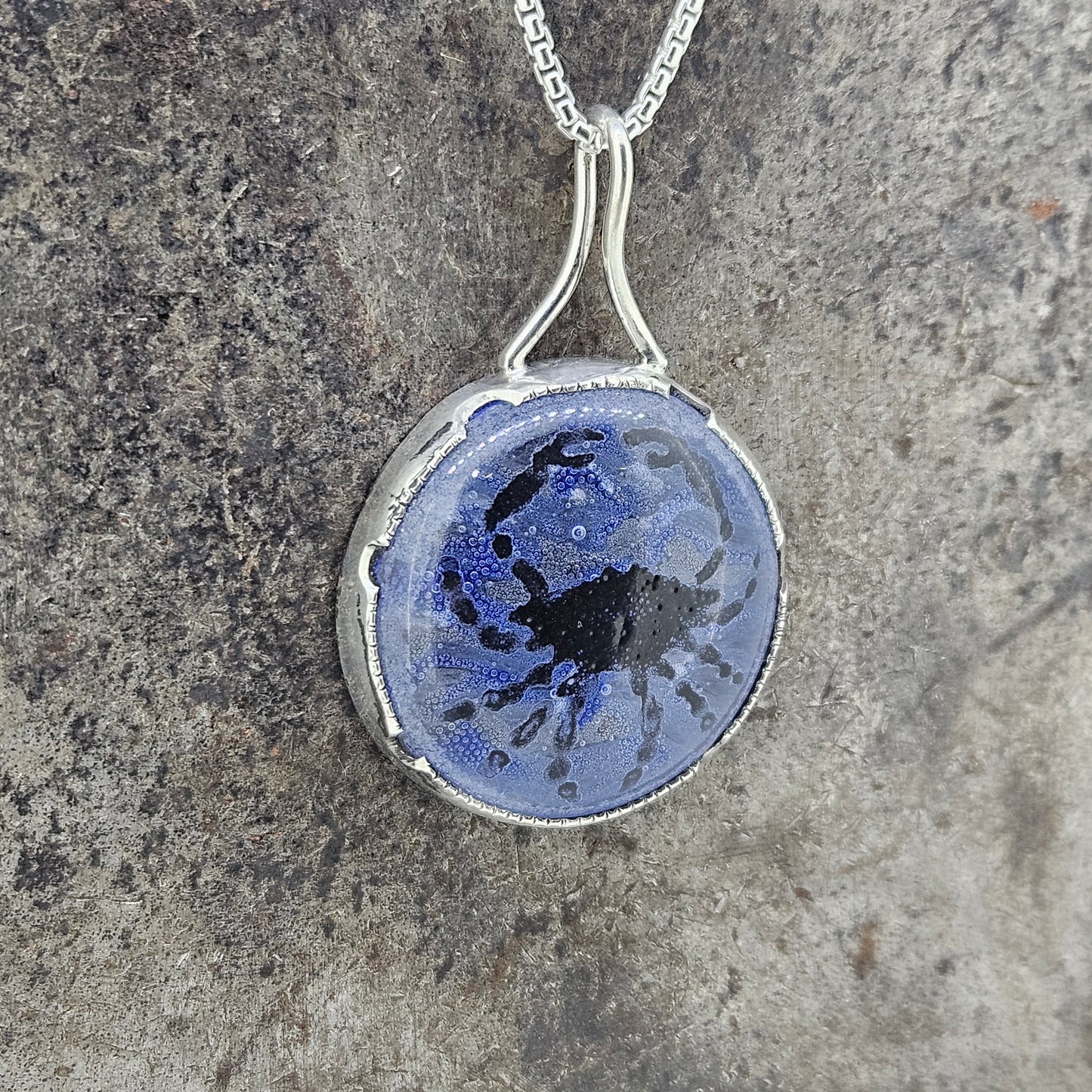 Fused Glass Bezel Set Crab Necklace
