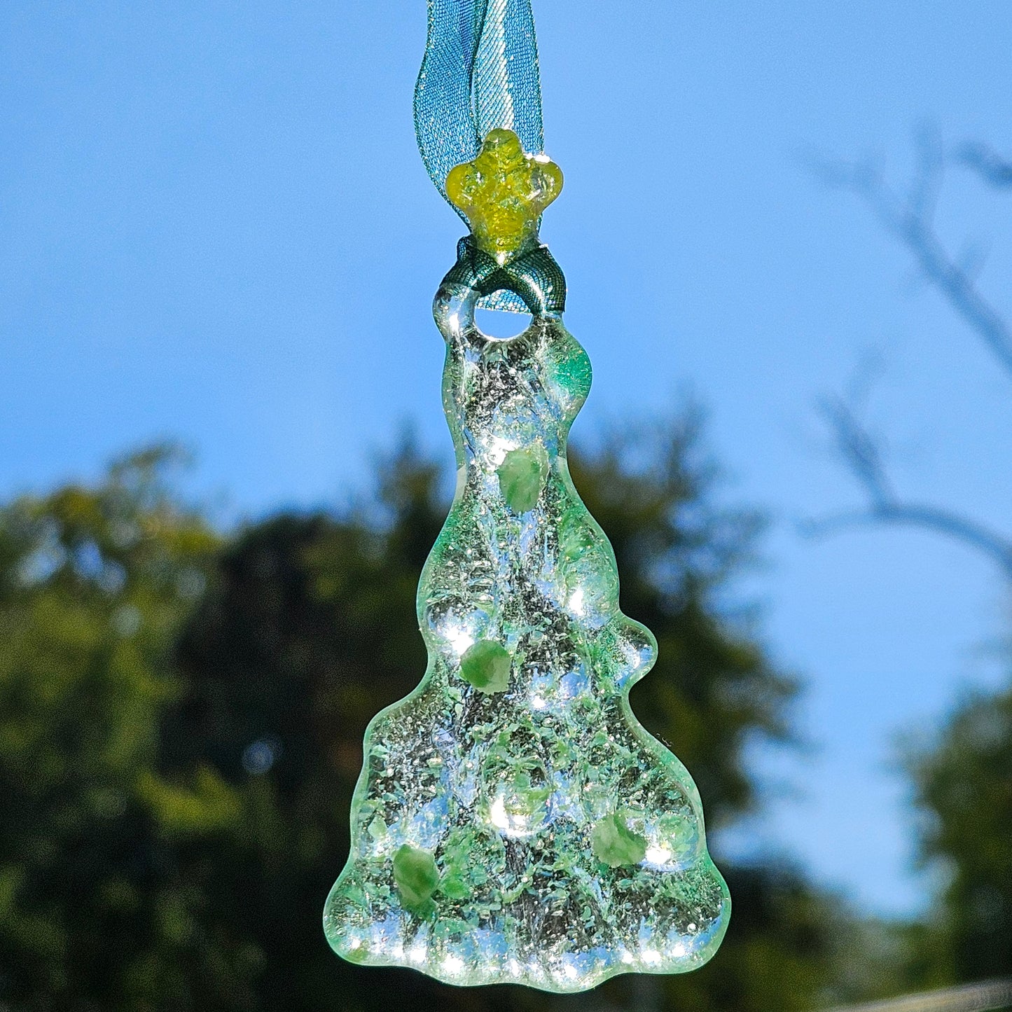 Handmade Fused Glass Christmas Tree Ornament-small