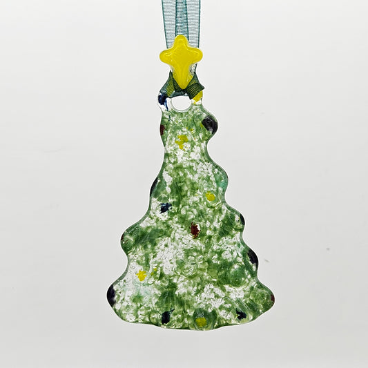 Handmade Fused Glass Christmas Tree Ornament