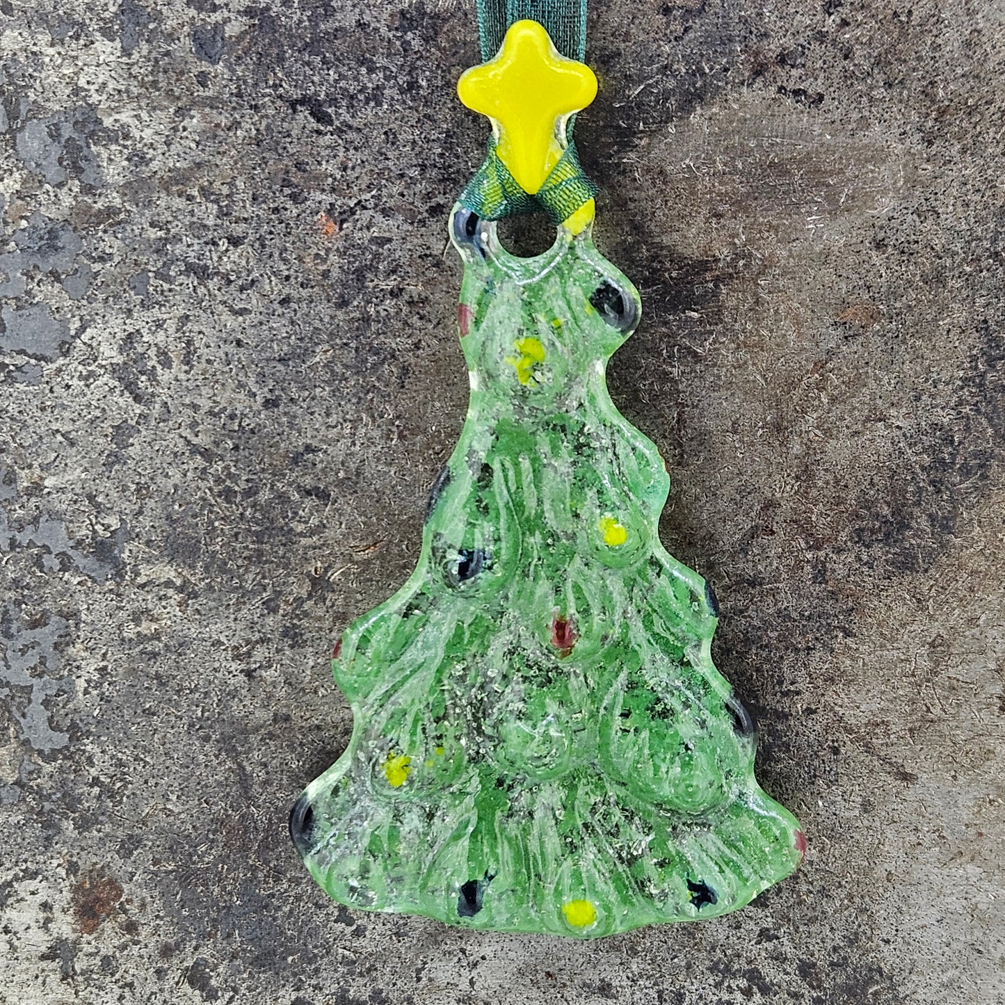 Handmade Fused Glass Christmas Tree Ornament