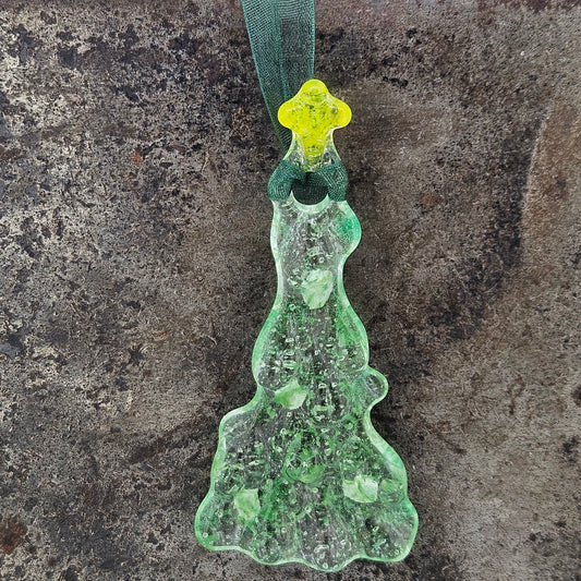Handmade Fused Glass Christmas Tree Ornament-small