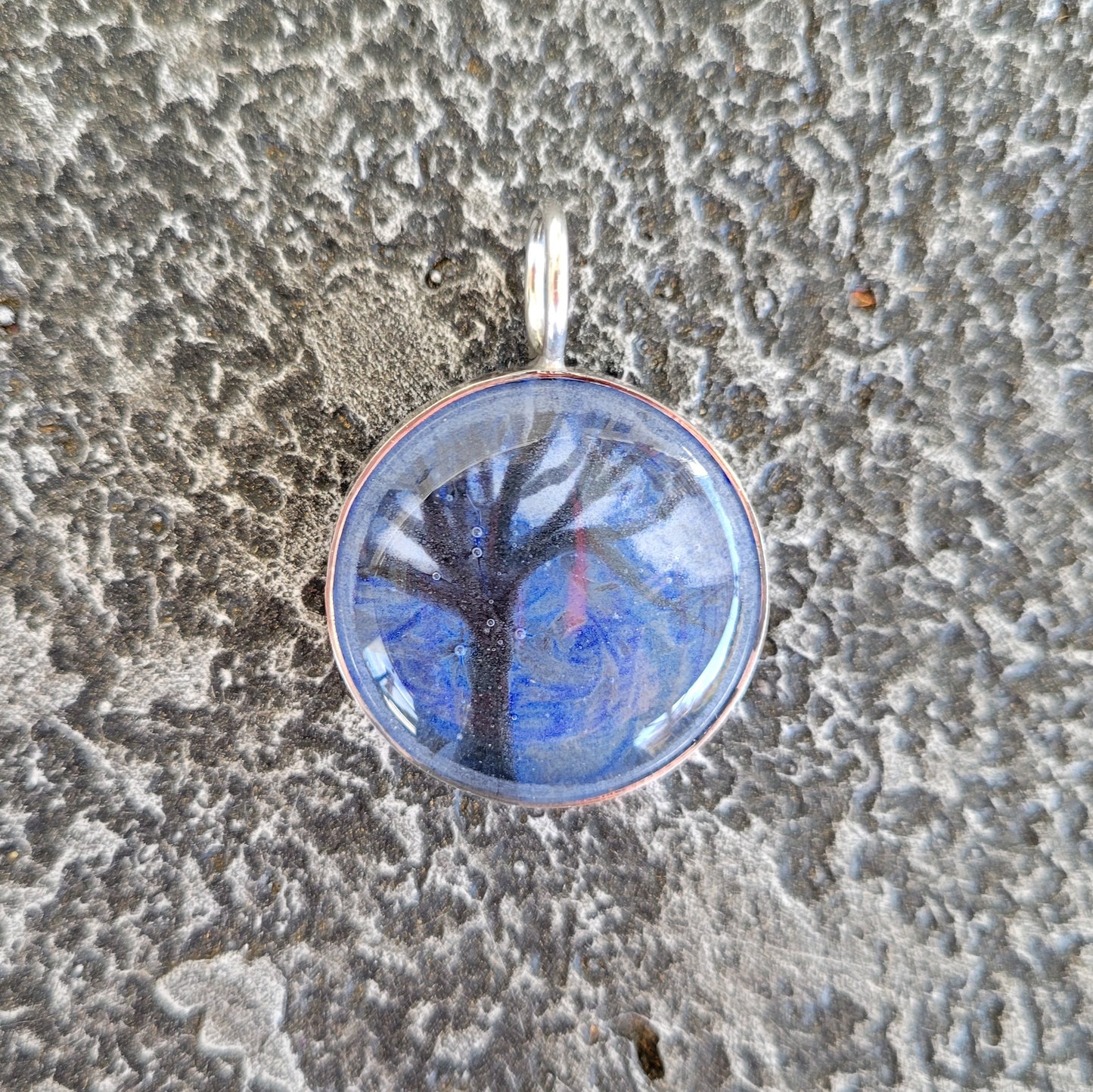 Fused Glass Bezel Set Tree Necklace