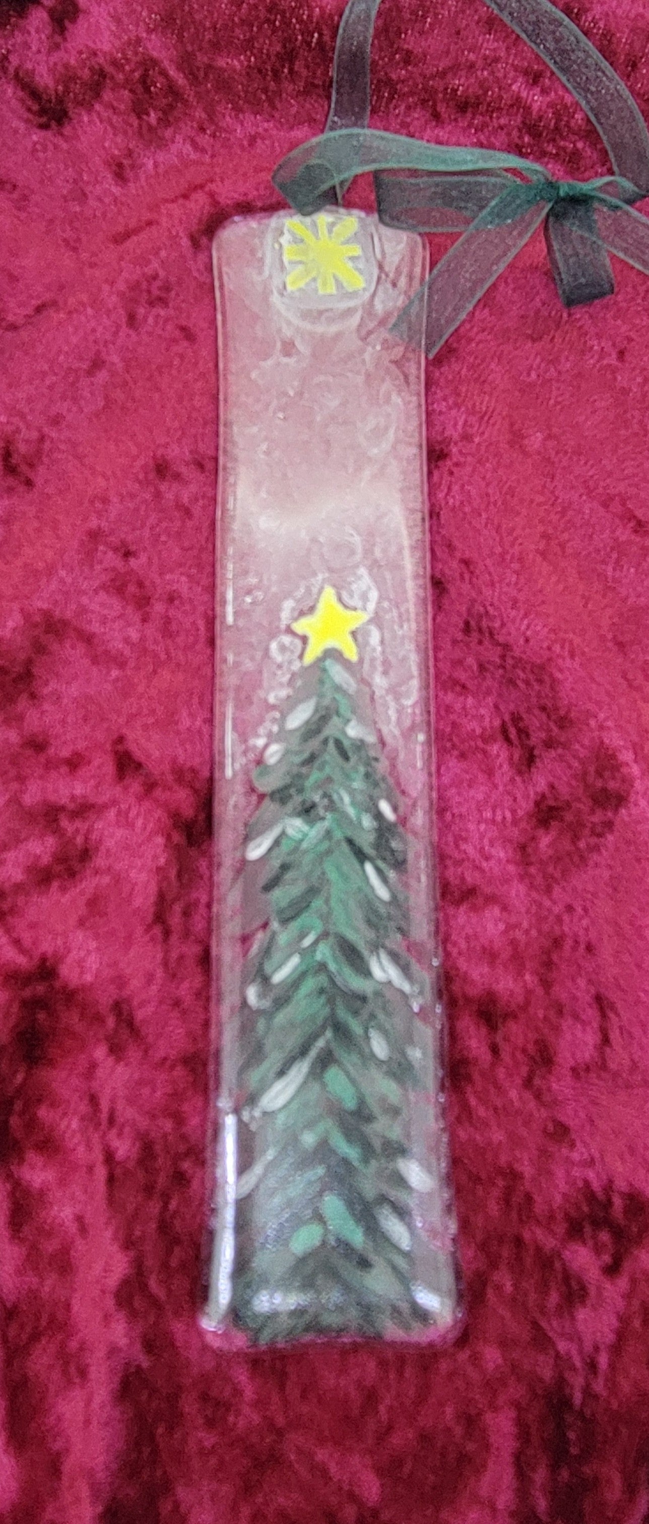 Fused Glass Tree Long Ornament