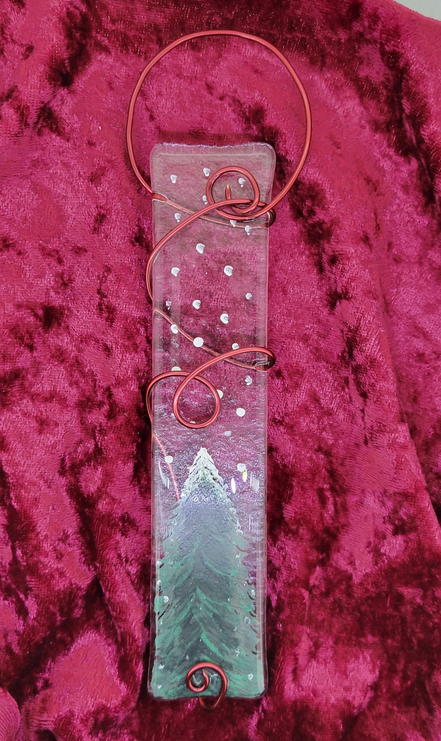 Fused Glass Tree Long Ornament