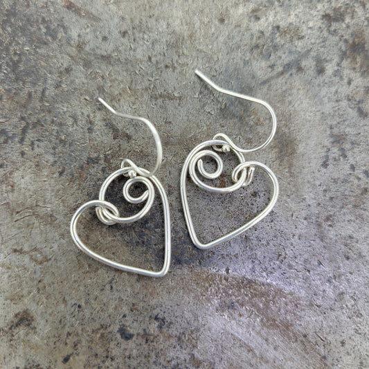 Handmade Sterling Silver Heart Earrings