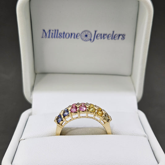 Rainbow Sapphire and Diamond Ring