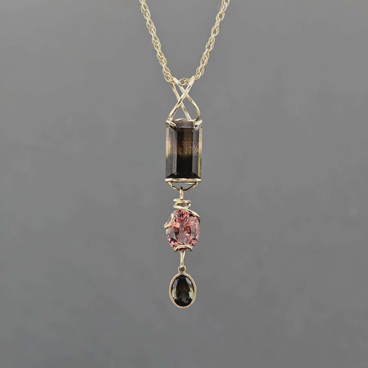 Handmade 14k Tourmaline and Spinel Necklace