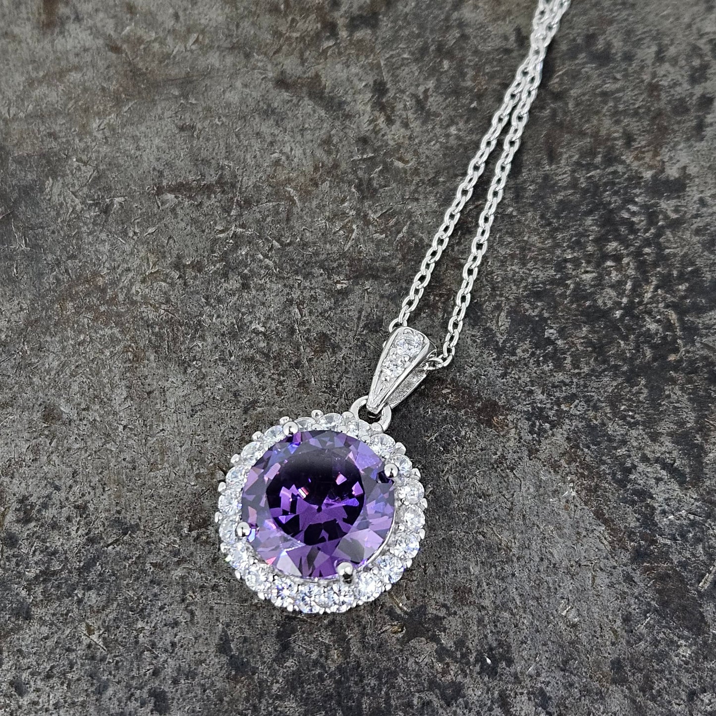 Sterling Silver Purple Cubic Zirconia Necklace