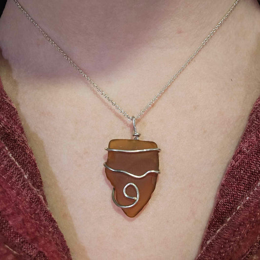 Light Brown Seaglass in Sterling Silver