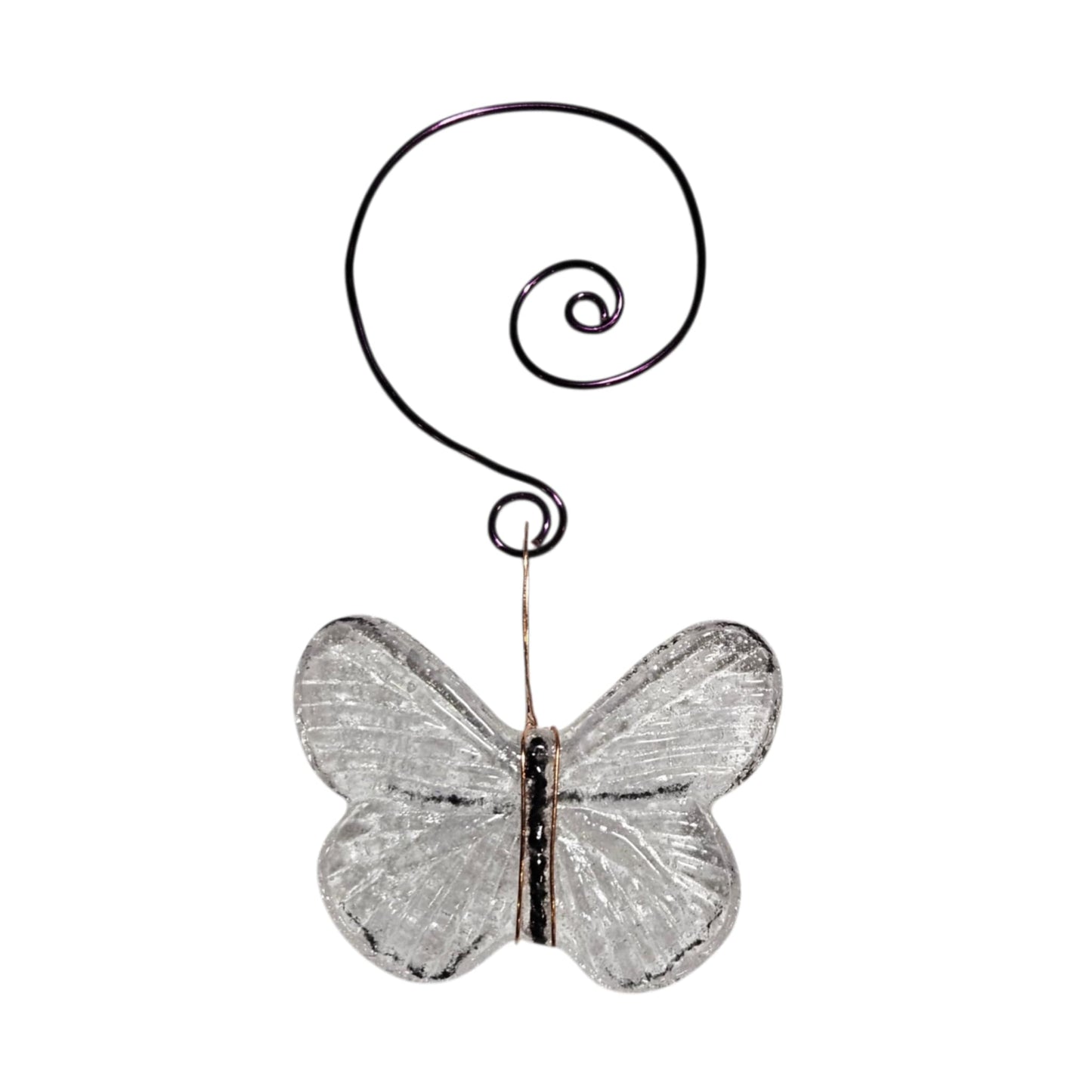 Handmade Fused Glass White and Purple Butterfly