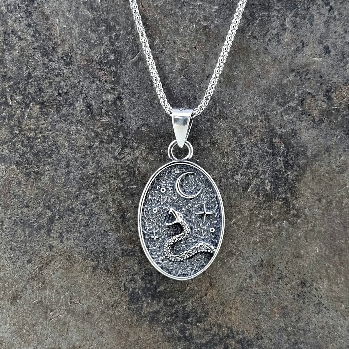 Snake and Moon Necklace