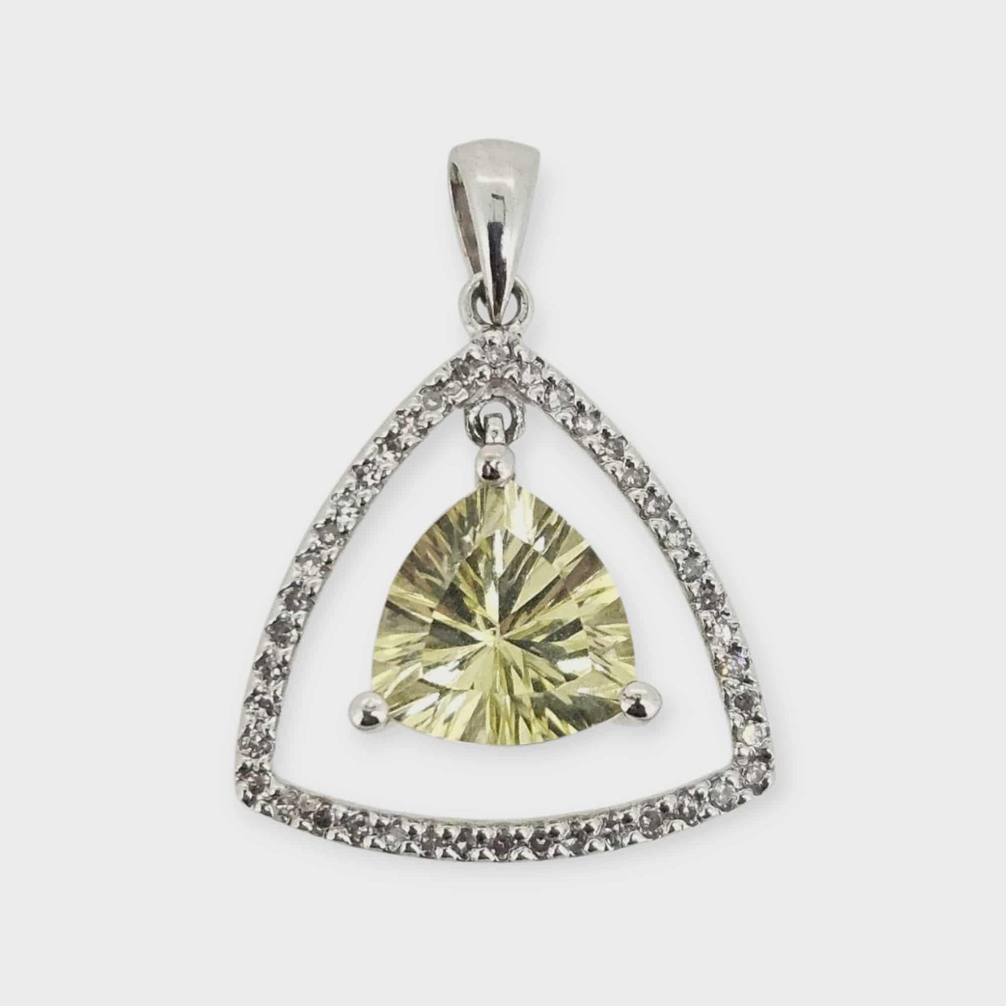 14k Trillion Lemon Quartz and Diamond Pendant