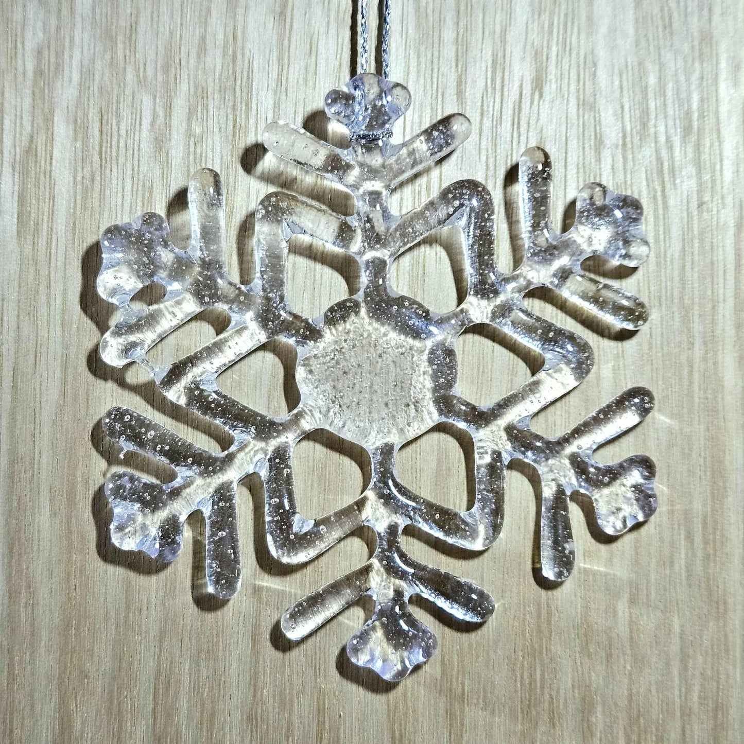 Clear Fused Glass Snowflake Ornament