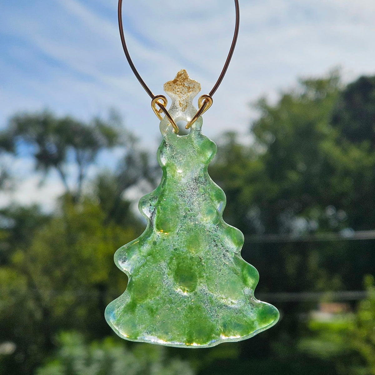 Handmade Fused Glass Christmas Tree Ornament
