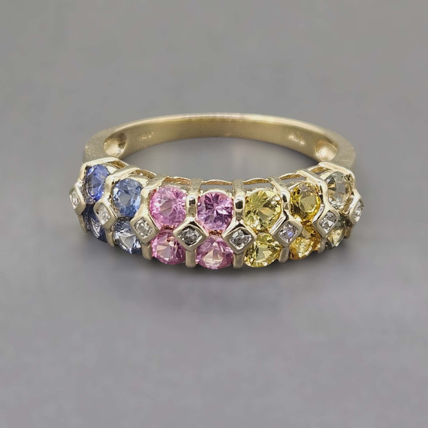Rainbow Sapphire and Diamond Ring