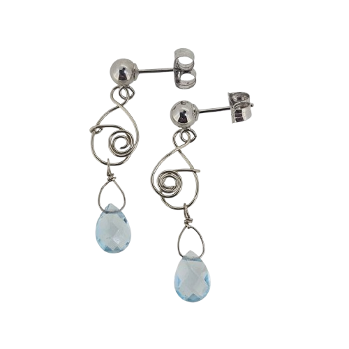 Handmade 14k Blue Topaz Earrings