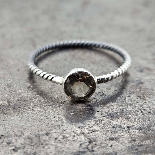 Bezel Set Gemstone Ring with Braided Band