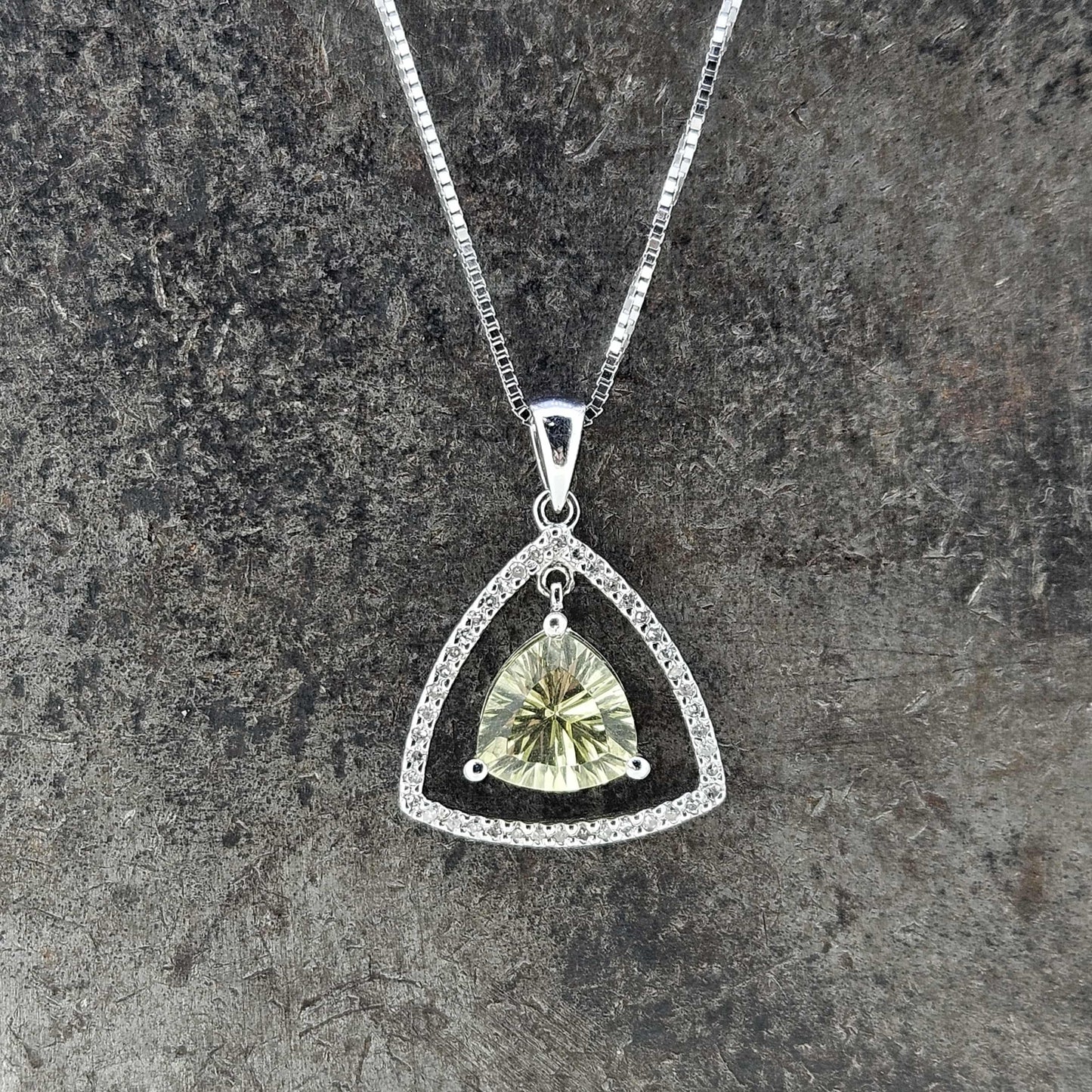 14k Trillion Lemon Quartz and Diamond Pendant