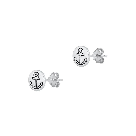 Sterling Anchor Stud Earrings